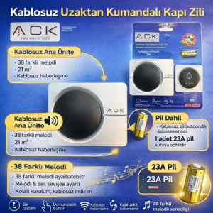 32 MELODİLİ UZAKTAN KUMANDALI ZİL GRİ/SİYAH ACK