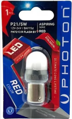 P21 5W 12-24V KIRMIZI FLASH TEKLİ BLISTER
