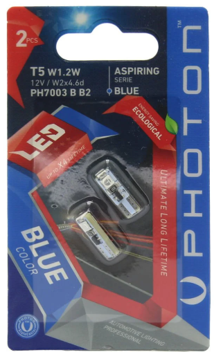 T5 12V W1.2W MAVİ 3 SMD LED 2 Lİ BLISTER