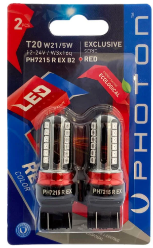 T20 W21 5W KIRMIZI EXCLUSIVE 12V-24V LED 2 Lİ BLISTER
