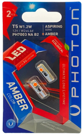 T5 12V W1.2W AMBER 3 SMD LED 2 Lİ BLISTER