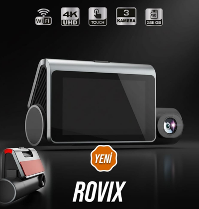 ARAÇ KAYIT KAMERASI 3 KAMERALI 3'' EKRAN ADAS+BSD+GPS-4K+2K+2K-G SEN VRPRO ROVIX
