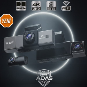 ARAÇ KAYIT KAMERASI 3 KAMERALI 3.2'' EKRAN ADAS+BSD-4K+2K+2K--WIFI-24H VRPRO VRX