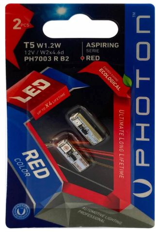 T5 12V W1.2W KIRMIZI 3 SMD LED 2 Lİ BLISTER