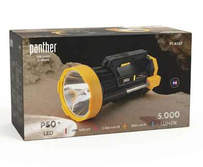 USB SARJLI SOLAR EL FENERİ PANTHER PT-8162
